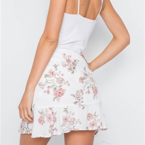 Floral Ruffle Faux-Wrap Skirt - Picture 2 of 4